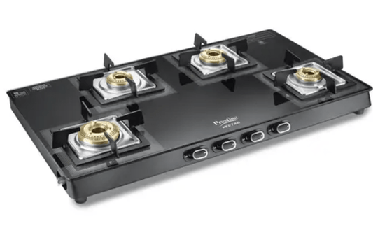 Prestige Vectra Gas Table | Powder Coated Body | Glass Top with Brass Burners