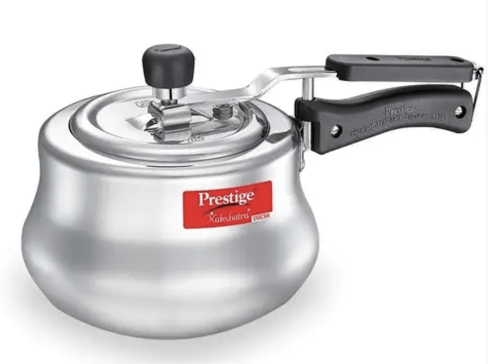 Prestige Nakshatra Plus Svachh Aluminium Spillage Control Handi Pressure Cooker (Silver) 3ltr