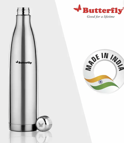 Butterfly Voyage 1000 ml Flask  (Pack of 1, Silver, Steel)