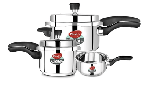 புறா ஹெல்திஃப்ரி டிஜிட்டல் ஏர் பிரையர், 4.2 லிட்டர் கூடை &amp; புறா பை ஸ்டோவ்கிராஃப்ட் ஸ்பெஷல் பிரஷர் குக்கர் வெளிப்புற மூடி தூண்டல் மற்றும் கேஸ் ஸ்டவ் இணக்கமானது 2, 3, 5 லிட்டர் கொள்ளளவு கொண்டது.