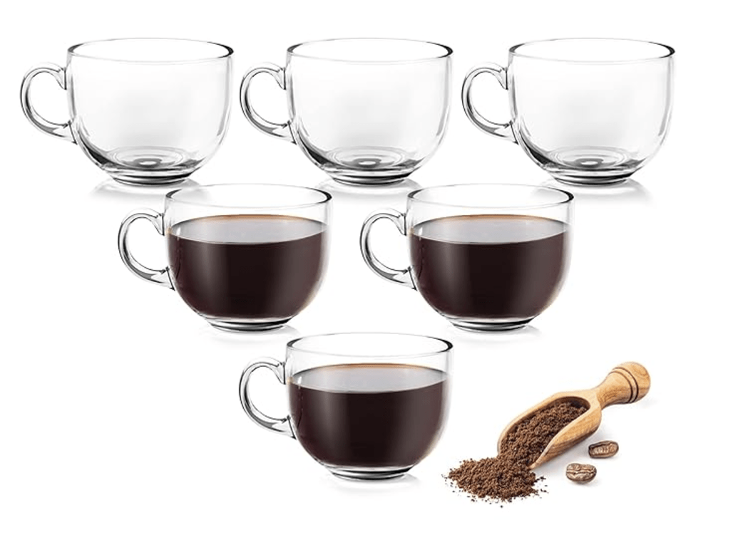 ட்ரியோ பை மில்டன் விகோர் எலெக்ட் கிளாஸ் டீ மக் செட் 6, 135 மில்லி ஒவ்வொன்றும், டிரான்ஸ்பரன்ட் | கிளாஸ் டீ கப்ஸ் | காபி மக் | உயர் தெளிவு கண்ணாடி மக் | பால் | ஹாட் சாக்லேட் | லேட் | கப்புசினோ | மோச்சா | எஸ்பிரெசோ 