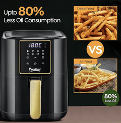 Prestige Nutrifry Electric Digital Air Fryer| 80% less Oil Consumption|4.5L Capacity |1200 Watts Power|Fry,Grill,Roast,Bake,Reheat|Digital Display with 8 Preset Menu|Easy to Clean Frying Basket|Black-2