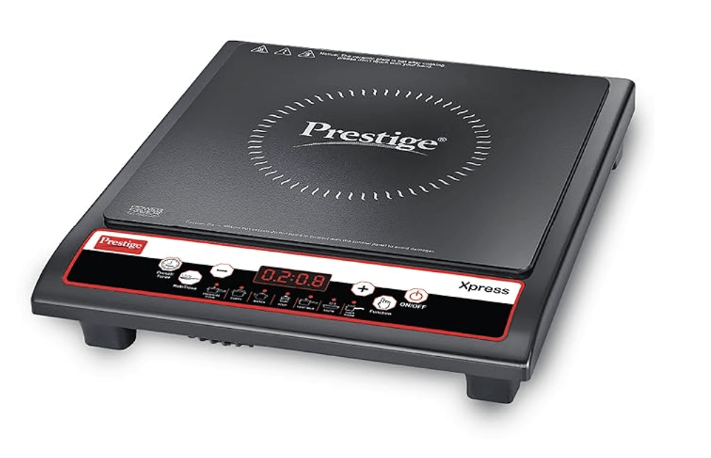 प्रेस्टीज एक्सप्रेस 1200W इंडक्शन कुकटॉप सिरेमिक प्लेट्स के साथ, काला 