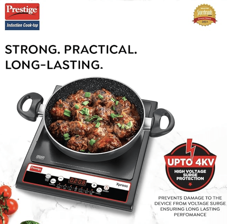Prestige Xpress 1200W Induction Cooktop with Ceramic Plates, Black