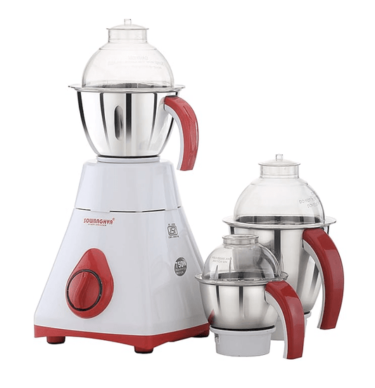 Sowbaghya Magic 750Watts Mixer Grinder 110V For Usa & Canada (Not For India) , White Wtth Red