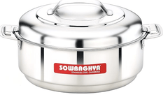SOWBAGHYA Stainless Steel Solid Casserole - 5000 ml, Silver Silver Stainless Steel Solid Casserole | Hot Pot for Meal chapati Curry roti | Dishwasher Safe-1