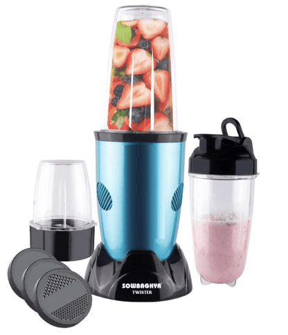Sowbaghya Twister Bullet Mixer | Powerful 450W Motor | Perfect for Smoothies, Juices & Chutnies | 3 Jars, 2 Blades | Black
