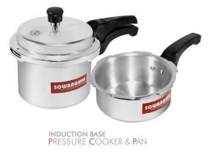 3 Lit Elite Induction Base ALU Pressure Cooker & Pan Sowbaghya