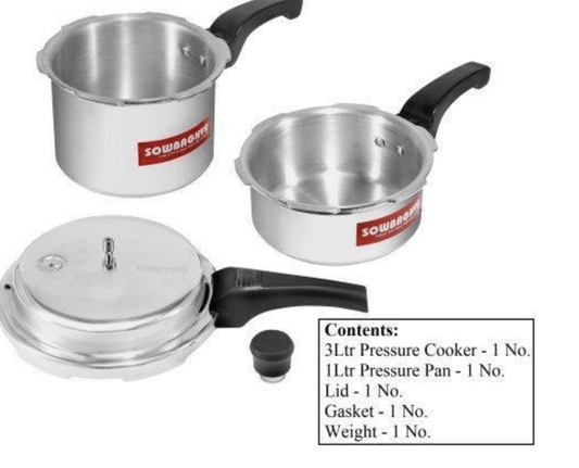 3 Lit Elite Induction Base ALU Pressure Cooker & Pan Sowbaghya