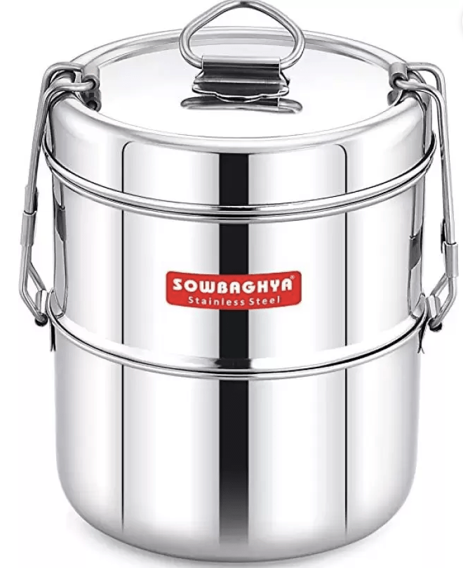 Sowbaghya Lunch box 2 Containers Lunch Box  (200 ml)