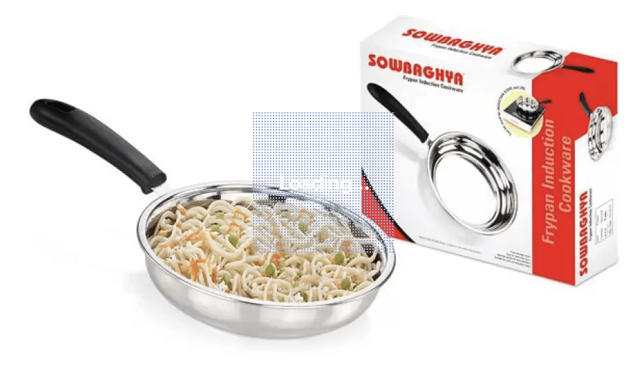 Sowbaghya Base Stainless Steel Fry Pan 22 cm diameter 0 L capacity  (Stainless Steel, Non-stick, Induction Bottom)