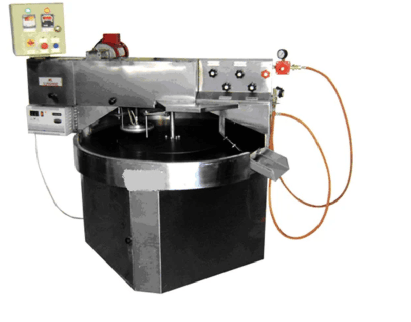 rotary model automatic chapatti machine plating oil applying baking puffing machine capacity 900 hr gas operated sowbaghya-1