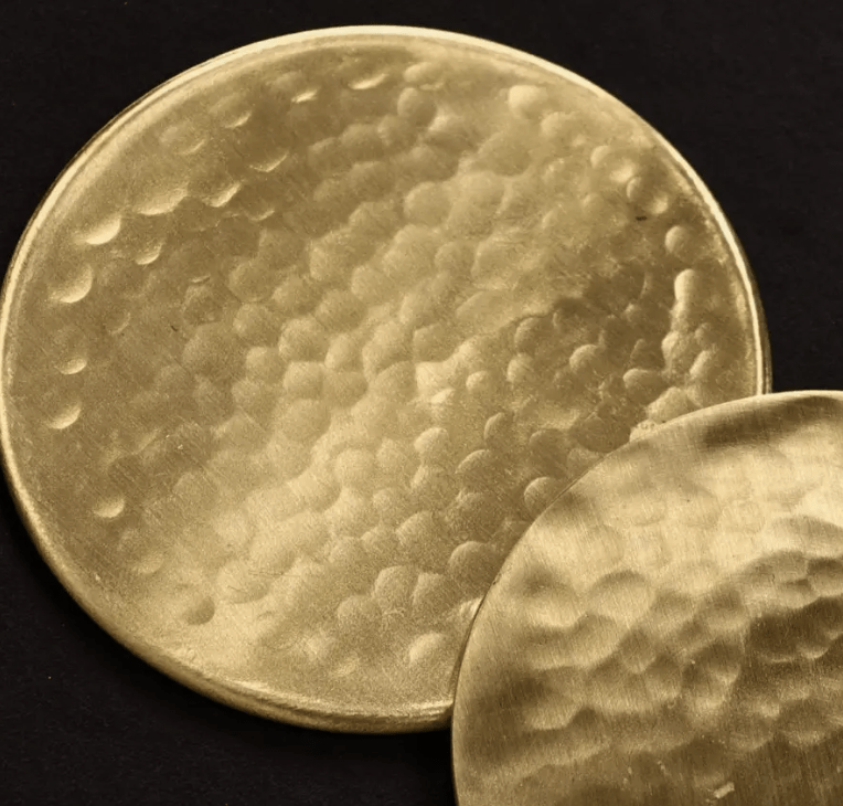 Brass Coasters - Set of 4- Matt Finish Hammered Table Coasters For Drinks | Kitchen Decor Items