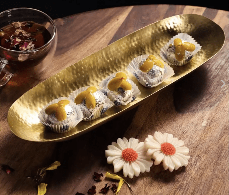 Brass Serving Tray Platter - Matt Finish Hammered Serveware | Kitchen Decor Items | Handmade In India