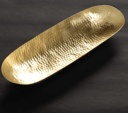 Brass Serving Tray Platter - Matt Finish Hammered Serveware | Kitchen Decor Items | Handmade In India