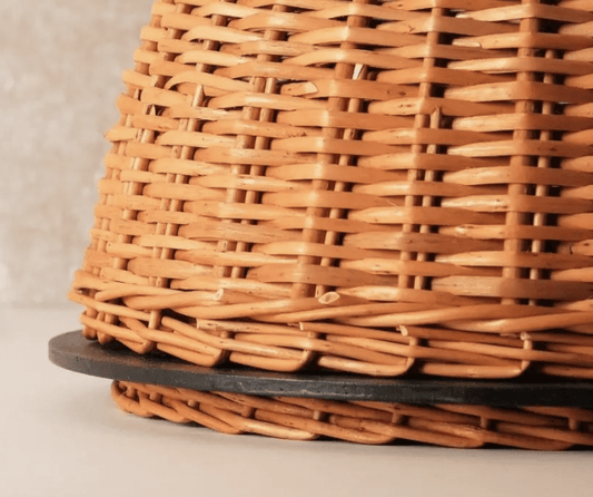 Wicker & Wood Serving Platter With Lid | Handcrafted in Kashmir