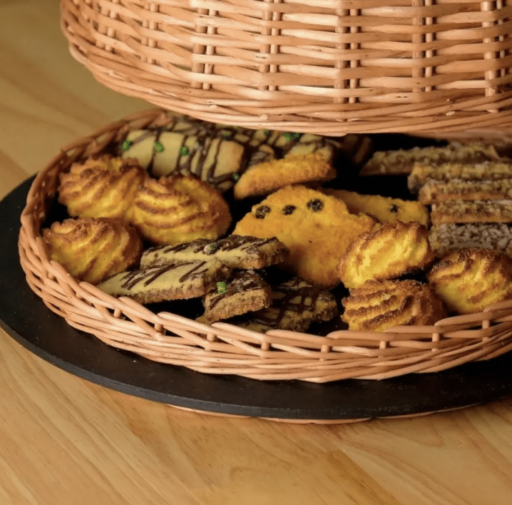 Wicker & Wood Serving Platter With Lid | Handcrafted in Kashmir