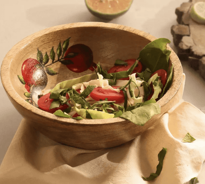 Handpainted Mango Wood Anar Salad Bowl | 2.5" Height x 8" Diameter