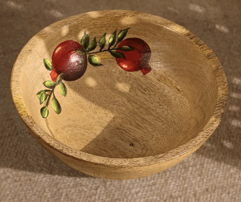 Handpainted Mango Wood Anar Salad Bowl | 2.5" Height x 8" Diameter