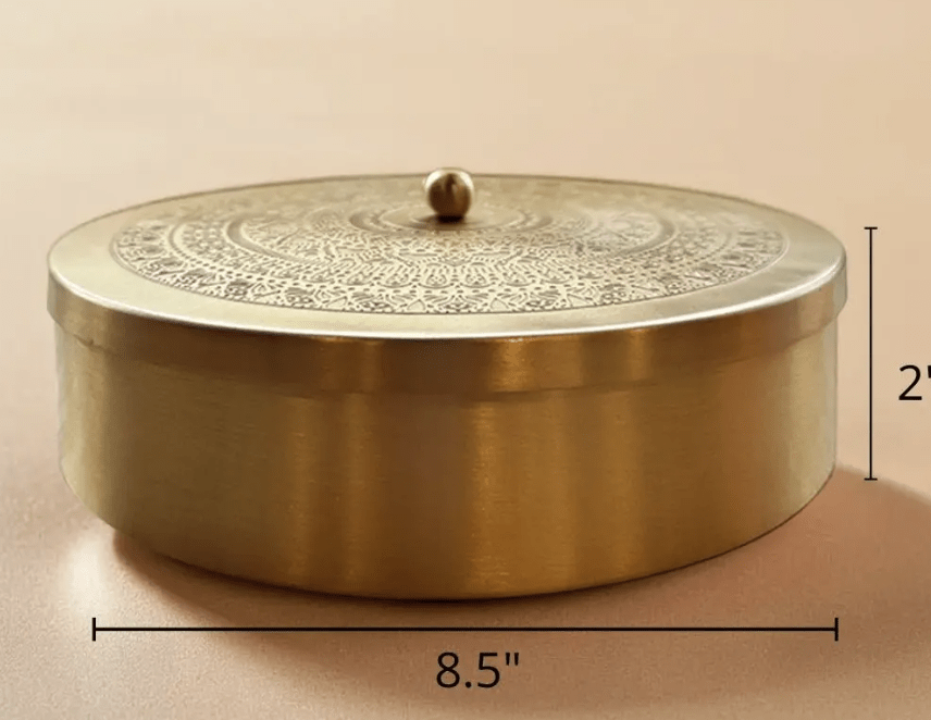 Masala Box in Brass - Spice, Masala Storage Organizer Masala Dabba for Everyday Kitchen Use | Handmade in India