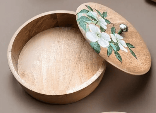 Wooden Roti Box Hand Painted And Crafted With Mango Wood - Eco Friendly Tableware