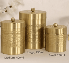 Brass Storage Jar/Container with Lid for Tea, Sugar and Spice in Kitchen Use | Combo | Small, Medium & Large | Handmade in India-2