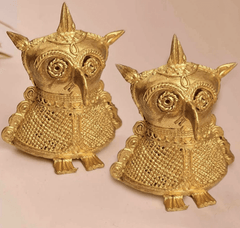 Dhokra Metal Handmade Owl Showpiece-1