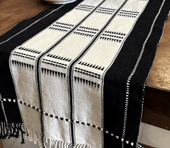 Monochrome Handwoven Striped Table Runner-1