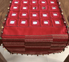 Hand Embroidered Mirror & Thread-Work Table Runners -Lambani Table Runners in Scarlet-1