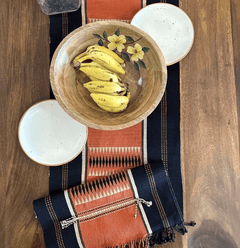 Tangerine Striped Handwoven Table Runner-1