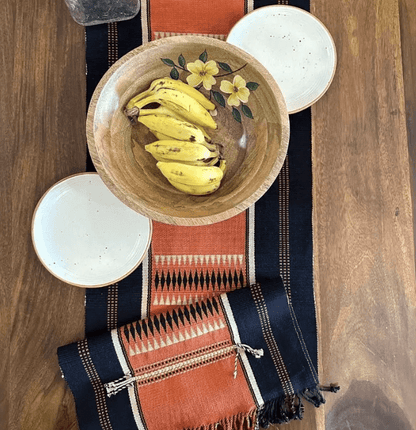 Tangerine Striped Handwoven Table Runner