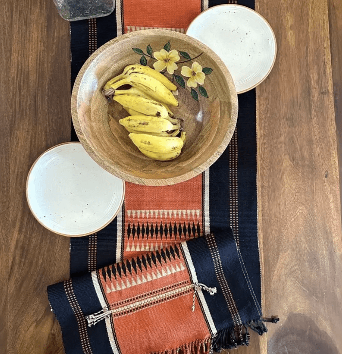 Tangerine Striped Handwoven Table Runner-1