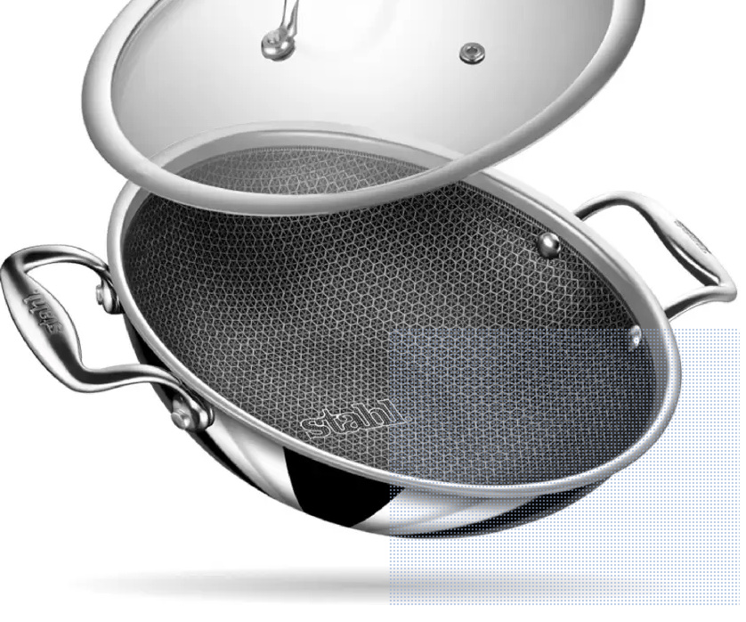 Stahl Artisan Hybrid Triply Non Stick Kadhai 20 cm diameter with Lid 1.6 L capacity  (Stainless Steel, Non-stick, Induction Bottom)