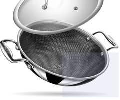 Stahl Artisan Hybrid Triply Non Stick Kadhai 20 cm diameter with Lid 1.6 L capacity  (Stainless Steel, Non-stick, Induction Bottom)-1