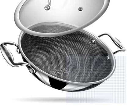 Stahl Artisan Hybrid Triply Non Stick Kadhai 20 cm diameter with Lid 1.6 L capacity  (Stainless Steel, Non-stick, Induction Bottom)