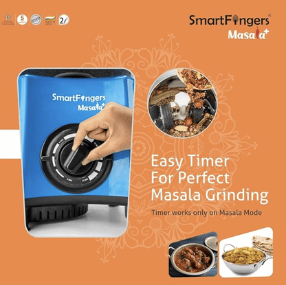 Smart Fingers Masala + ' W2 ' Table Top Masala Wet Grinder 230V 50hz, 2 Liter, Blue