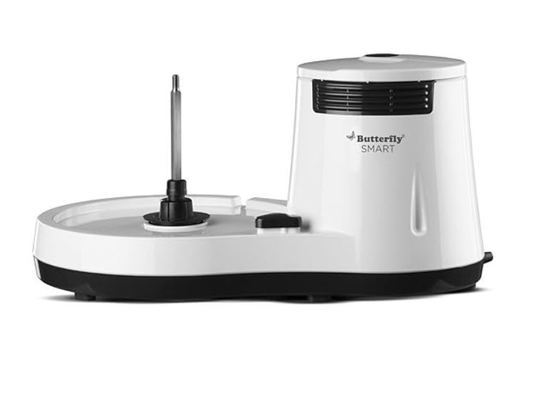 Butterfly Smart 2 Litres Table-Top Wet Grinder|150 Watts|Shockproof ABS Body| Coconut Scrapper Attachment|2 stones with 4-Way Grinding| Stainless Steel Drum | 2 Years Manufacturer's Warranty | White