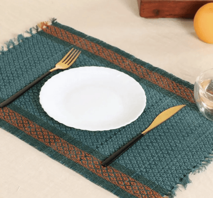 Handmade Dining Table Mats In Teal (Set Of 4/6) | Eco Friendly Tableware Sustainably Handwoven from Natural Grass
