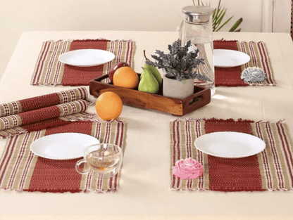 Handmade Dining Table Mats In Maroon (Set Of 4/6) | Eco Friendly Tableware Sustainably Handwoven from Natural Grass