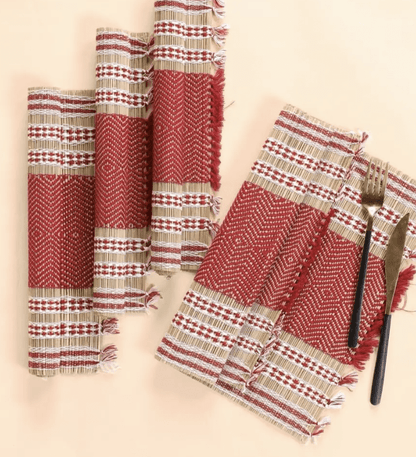 Handmade Dining Table Mats In Maroon (Set Of 4/6) | Eco Friendly Tableware Sustainably Handwoven from Natural Grass