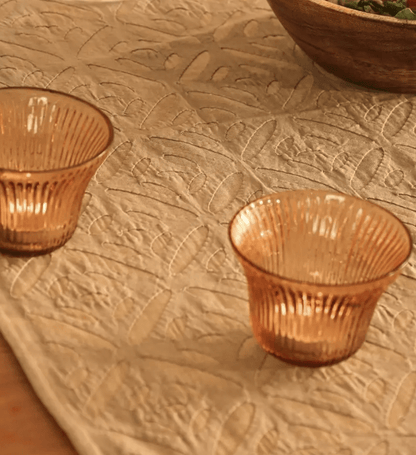 Taupe & Rust Applique Cotton Dining Table Runner | 15" x 60" | Marigold Collection