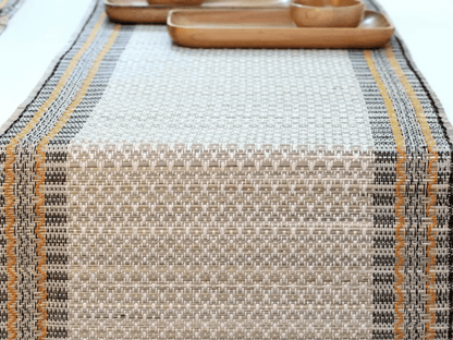 Handmade Dining Table Mats and Table Runner in Beige (Set of 6/4) | Eco Friendly Tableware Sustainably Handwoven from Natural Grass