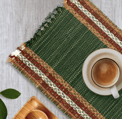 Handmade Dining Table Mats in Green (Set of 2/4/6) | Eco Friendly Tableware Sustainably Handwoven from Natural Grass-2