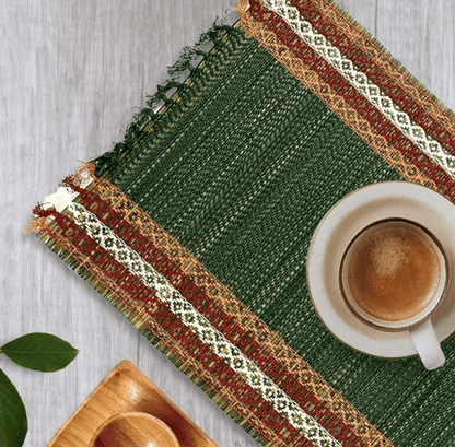 Handmade Dining Table Mats in Green (Set of 2/4/6) | Eco Friendly Tableware Sustainably Handwoven from Natural Grass