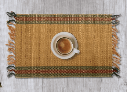 Handmade Dining Table Mats in Green (Set of 2/4/6) | Eco Friendly Tableware Sustainably Handwoven from Natural Grass