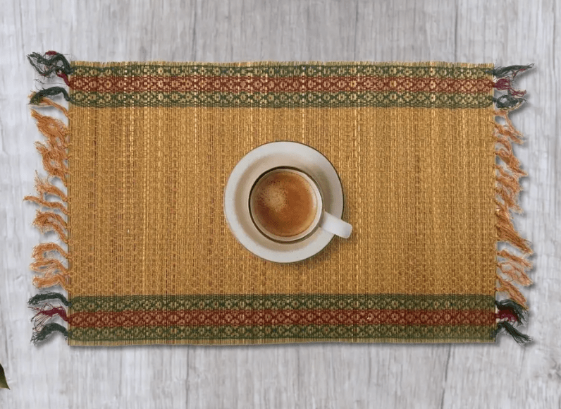 Handmade Dining Table Mats in Green (Set of 2/4/6) | Eco Friendly Tableware Sustainably Handwoven from Natural Grass-4