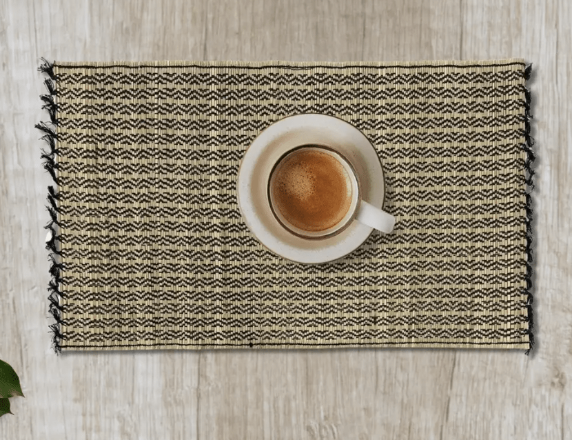 Handmade Dining Table Mats in Green (Set of 2/4/6) | Eco Friendly Tableware Sustainably Handwoven from Natural Grass-3