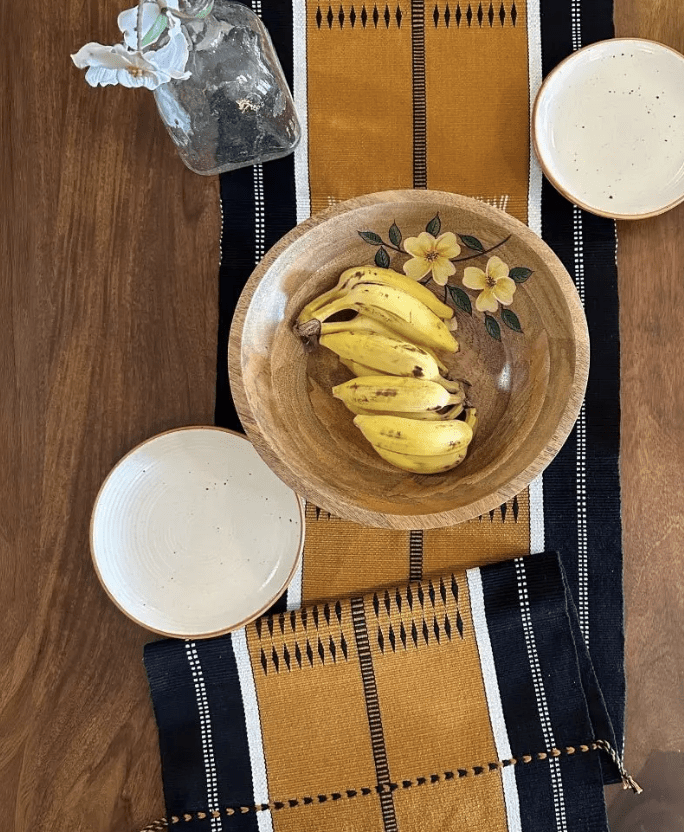 Mustard & Black Handwoven Tribe Inspired Table Runner