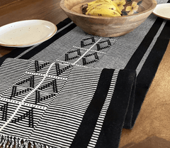 Monochrome Handwoven Diamond Motif Table Runner-2