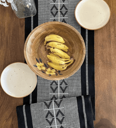 Monochrome Handwoven Diamond Motif Table Runner-1